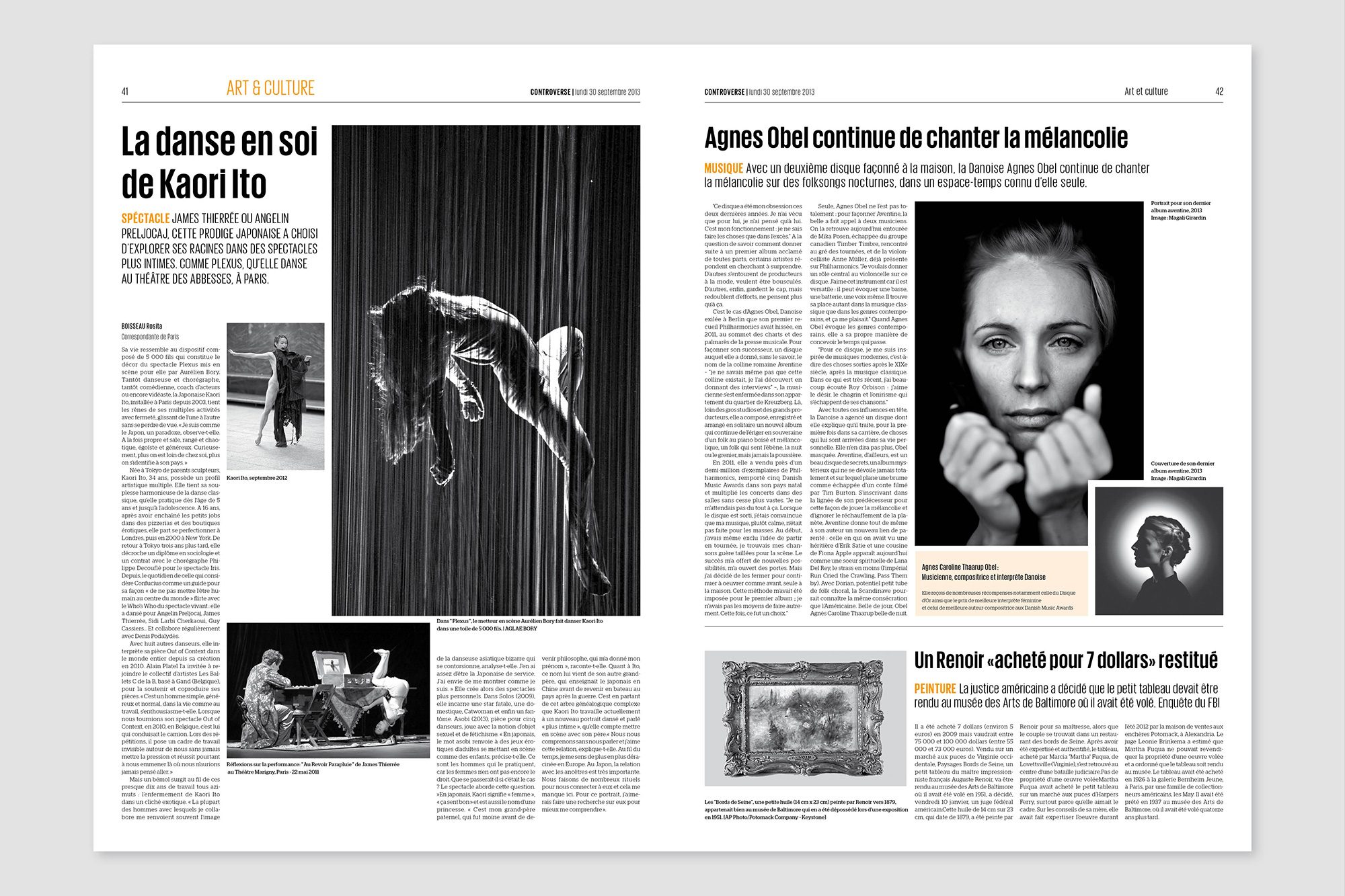 Double page de la rubrique Art et culture.