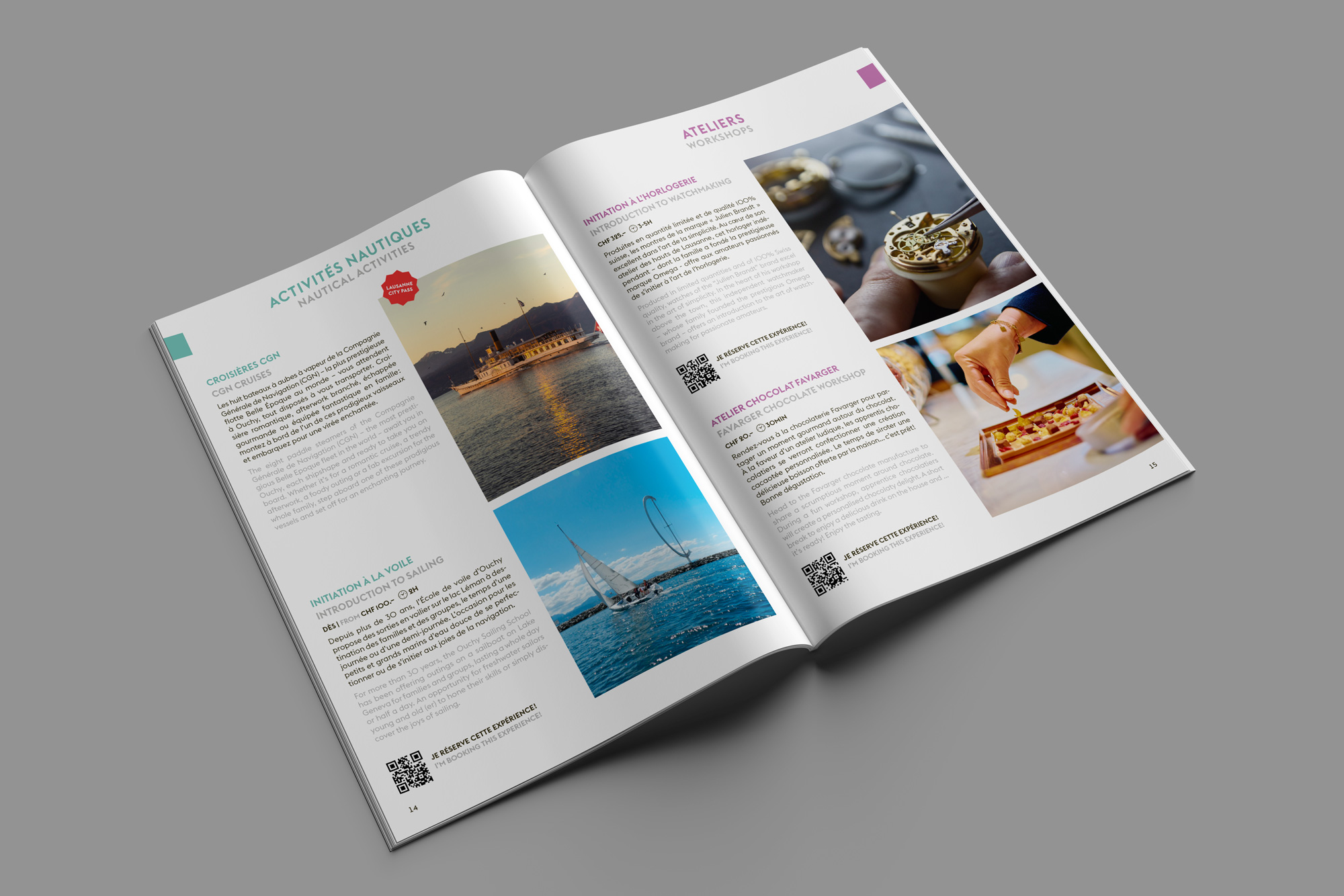 Double page consacrée aux activités nautiques et aux ateliers.