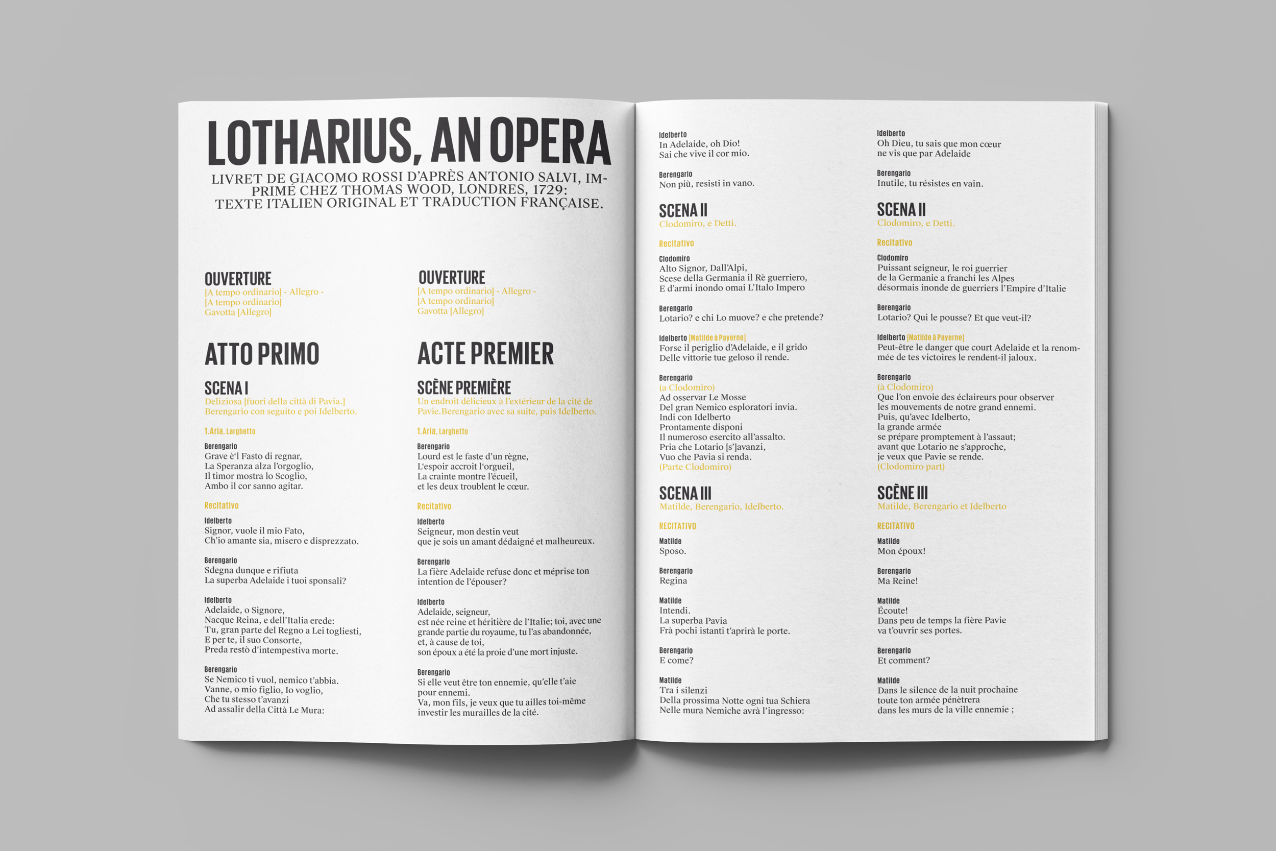 Pages de l’intérieur du programme de l’opéra.