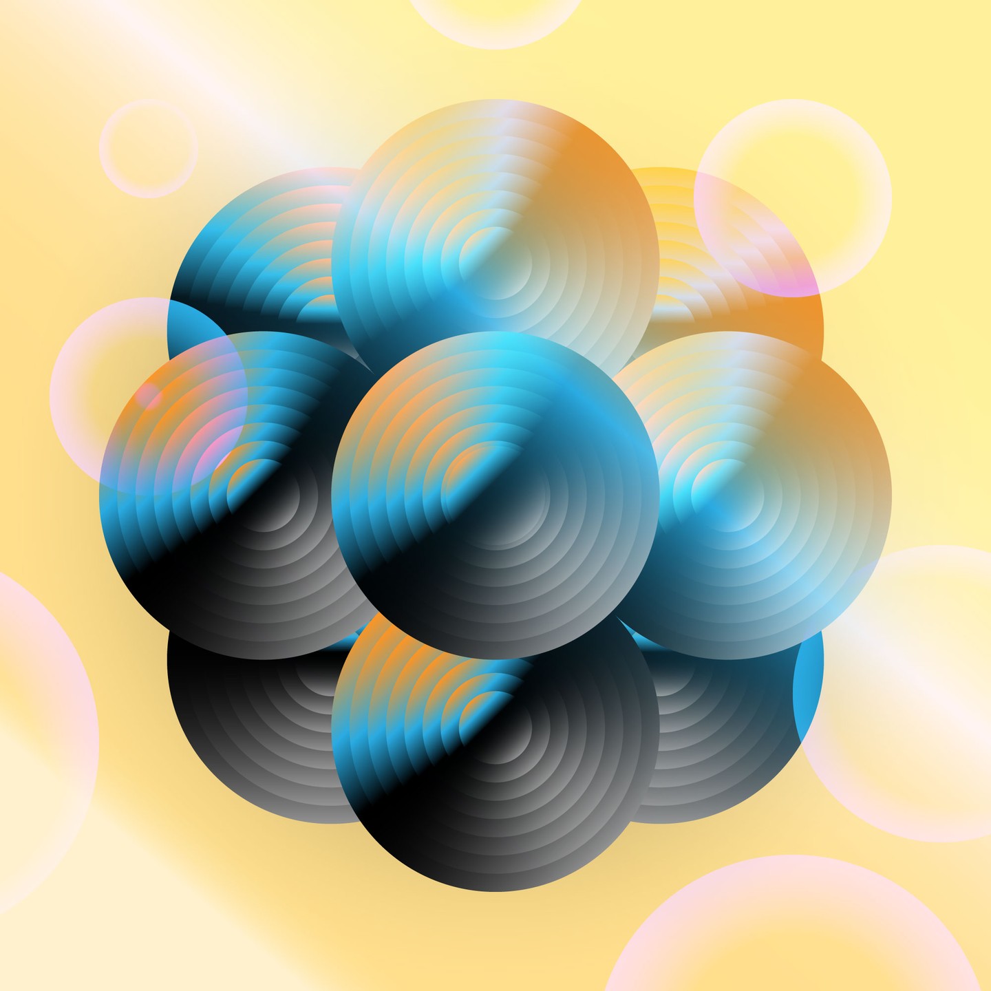 Composistion graphique avec des dégradés de formes